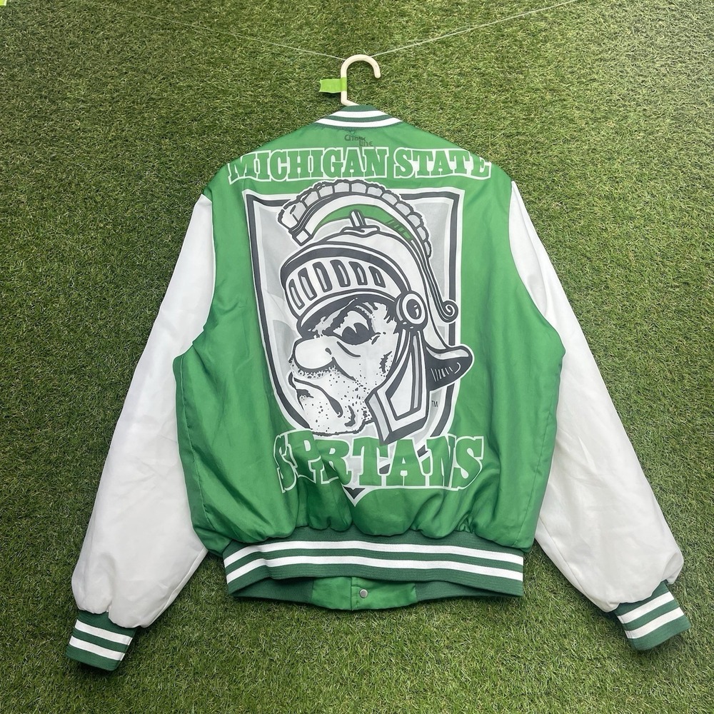 Michigan State Spartans Satin Jacket Mens Large Chalk Line Football Fanimation